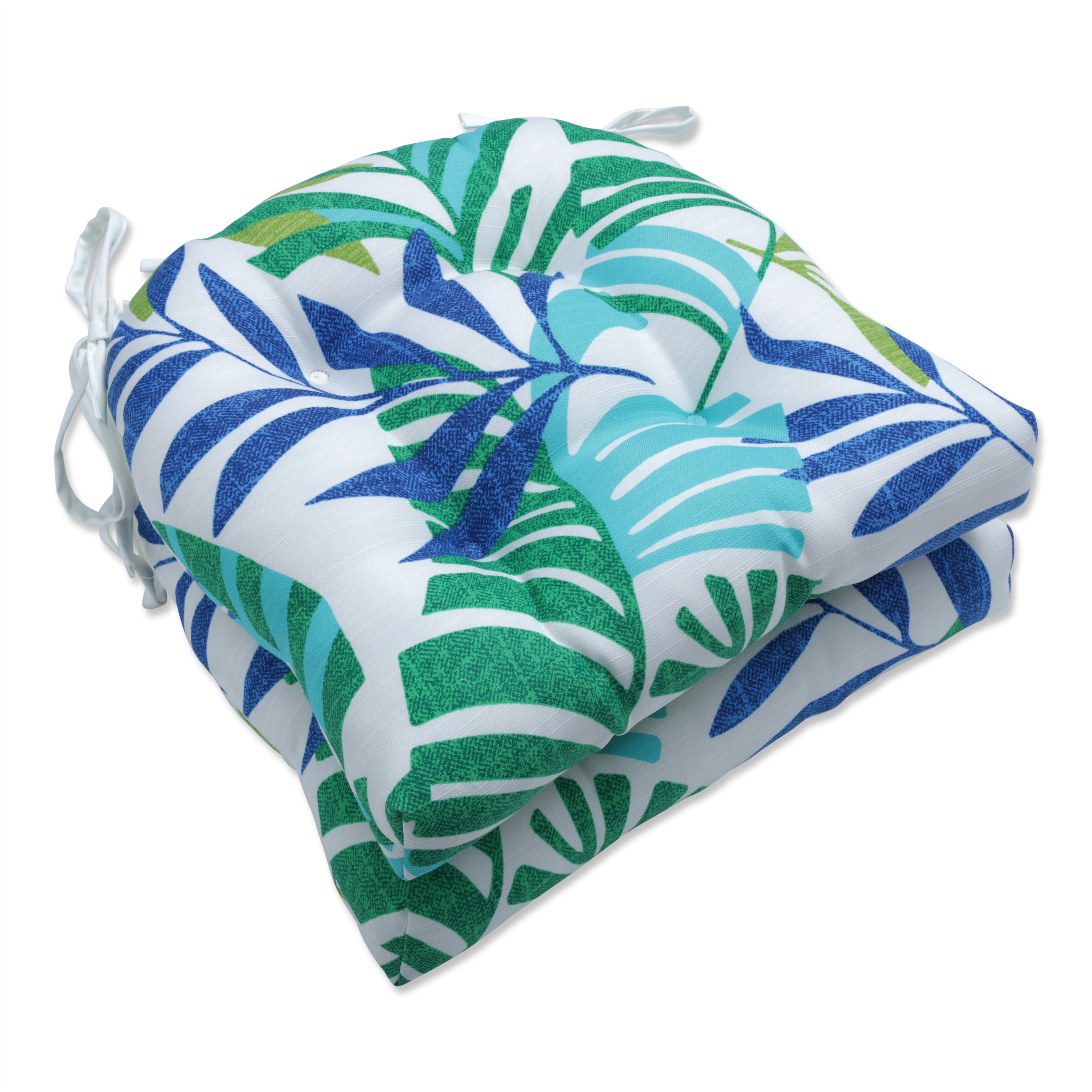 Islamorada Blue/Green Deluxe Tufted Chairpad (Set of 2)