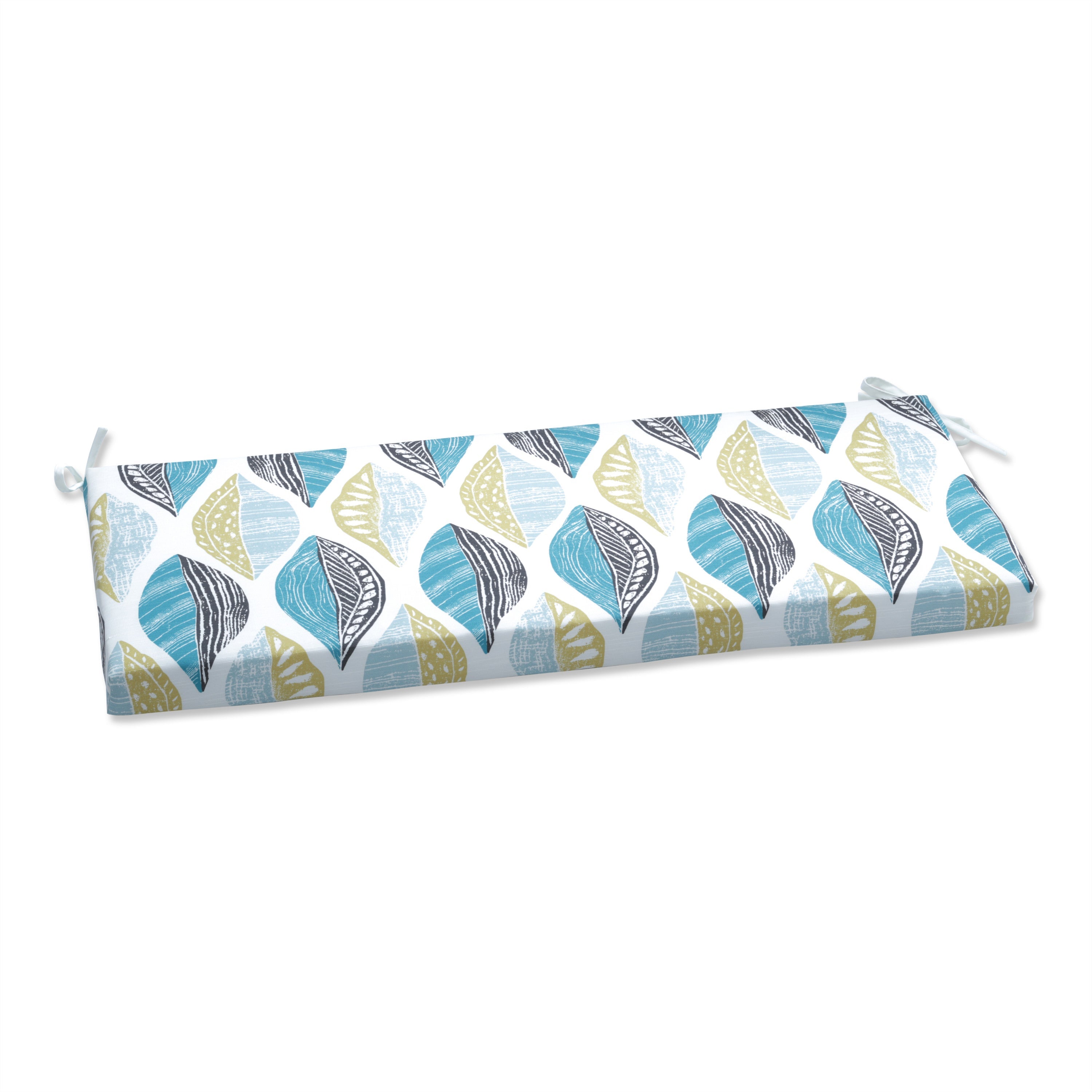 Leaf Block Teal/Citron Bench Cushion