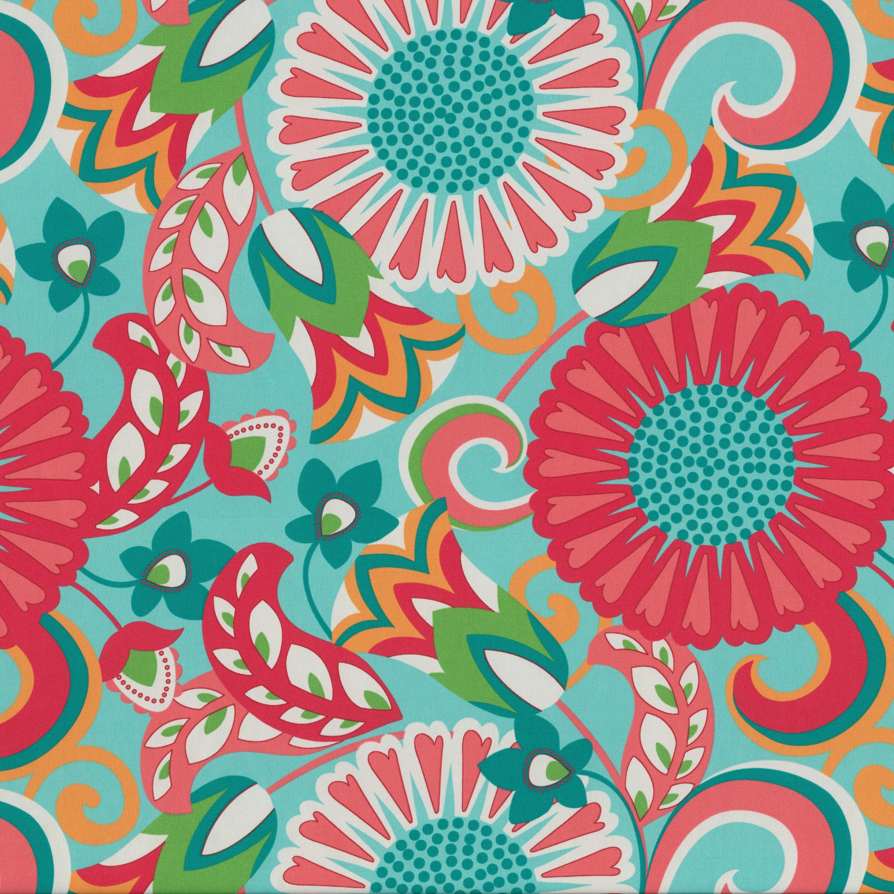 Sophia Turquoise/Coral Fabric