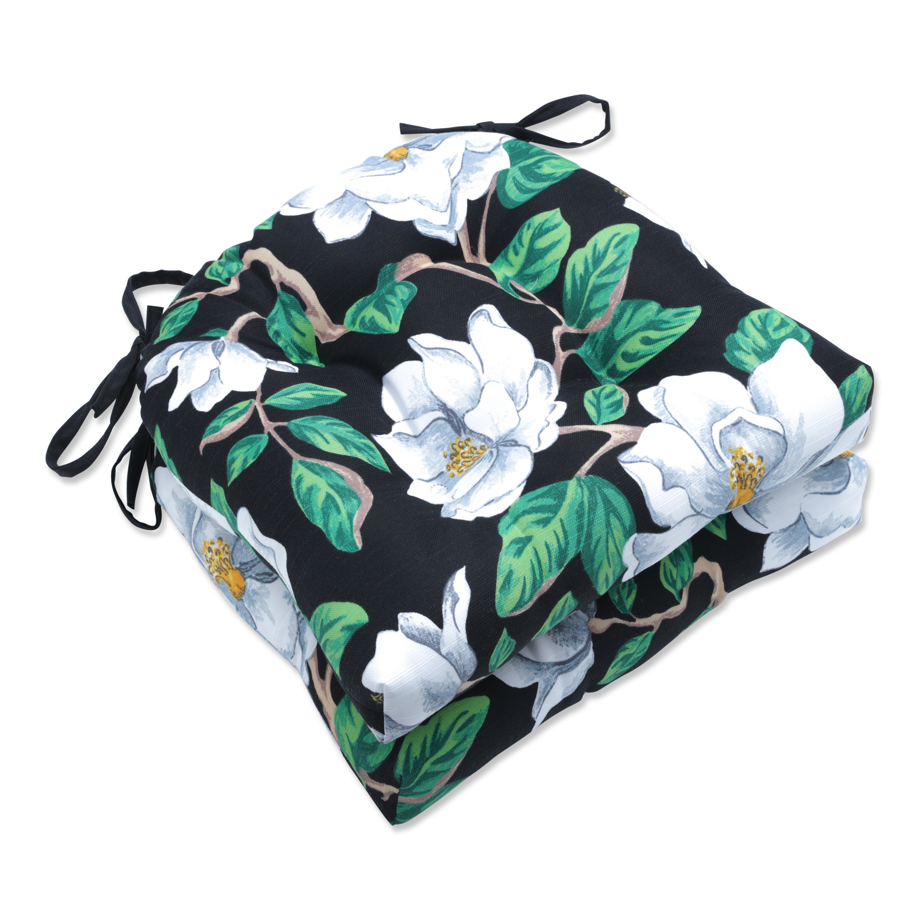 Magnolia Black Deluxe Tufted Chairpad (Set of 2)