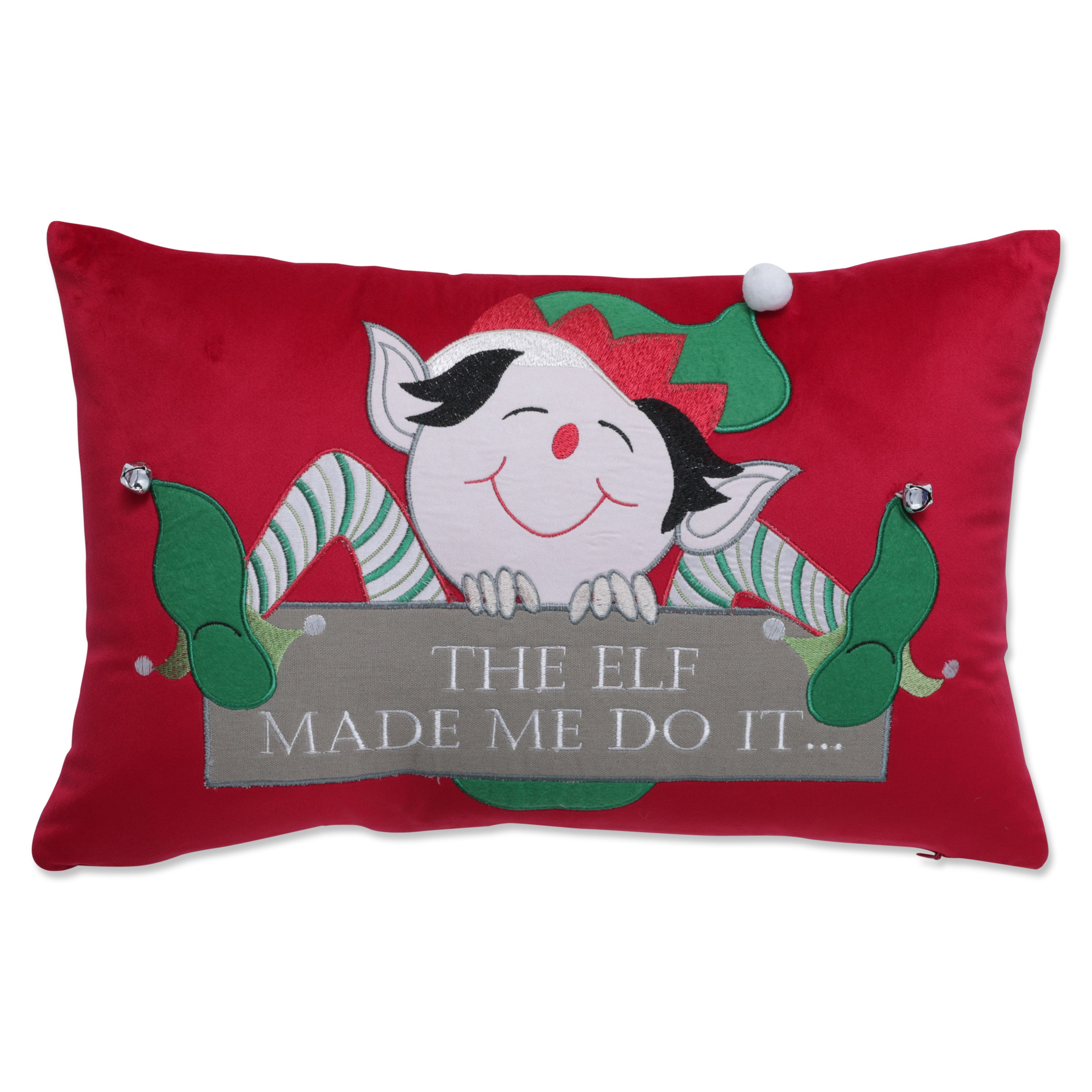 Indoor The Elf Made Me Do It Christmas Red Rectangular Throw Pillow