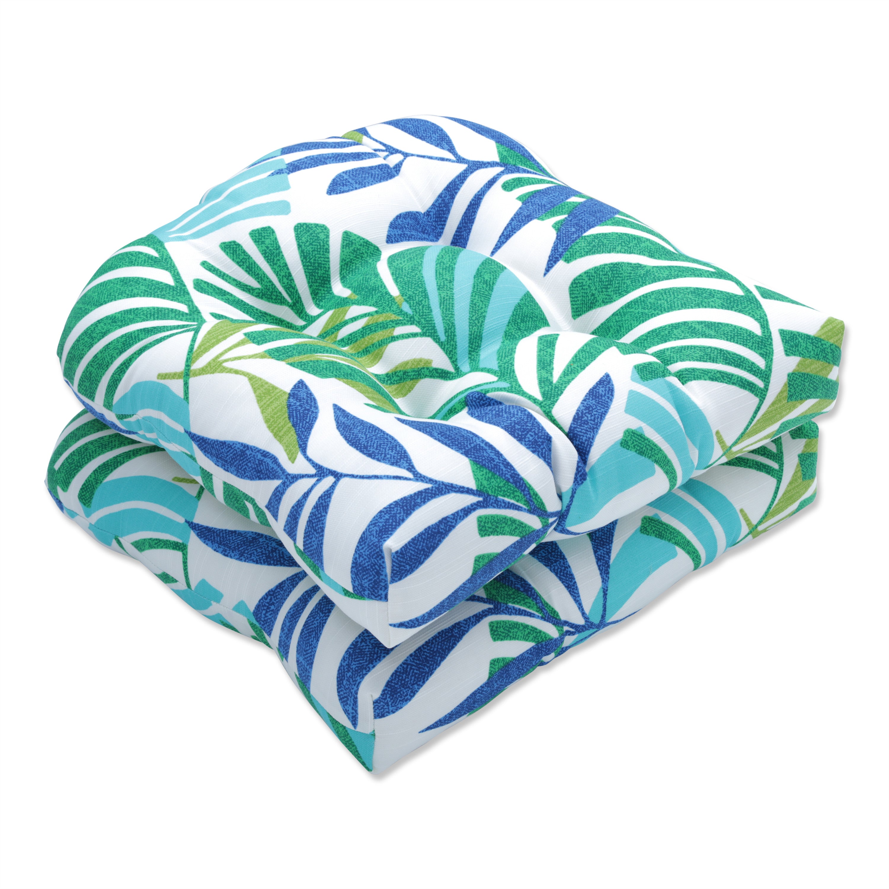 Islamorada Blue/Green Wicker Seat Cushion (Set Of 2)