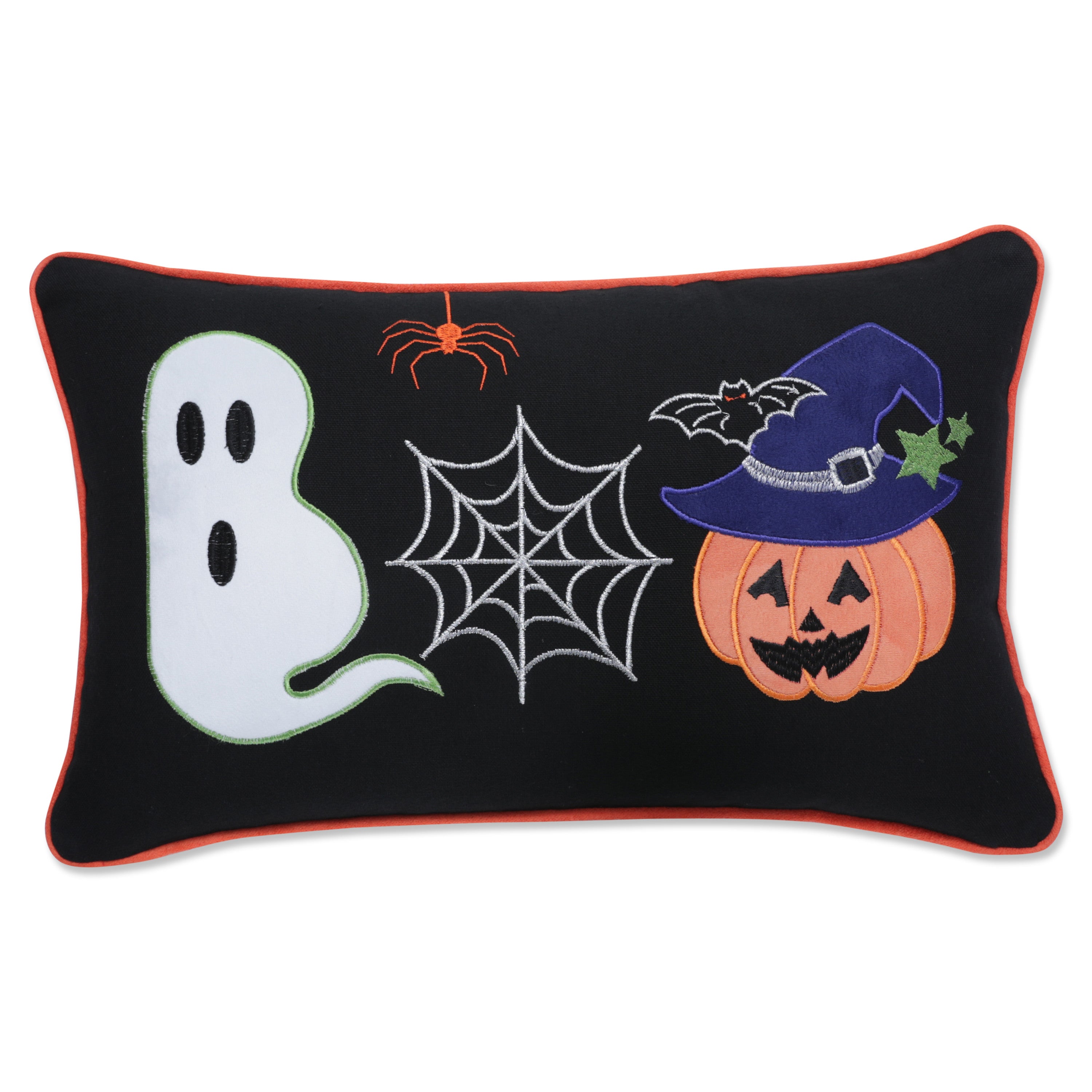 Boo Friends Black Rectangular Throw Pillow Cover