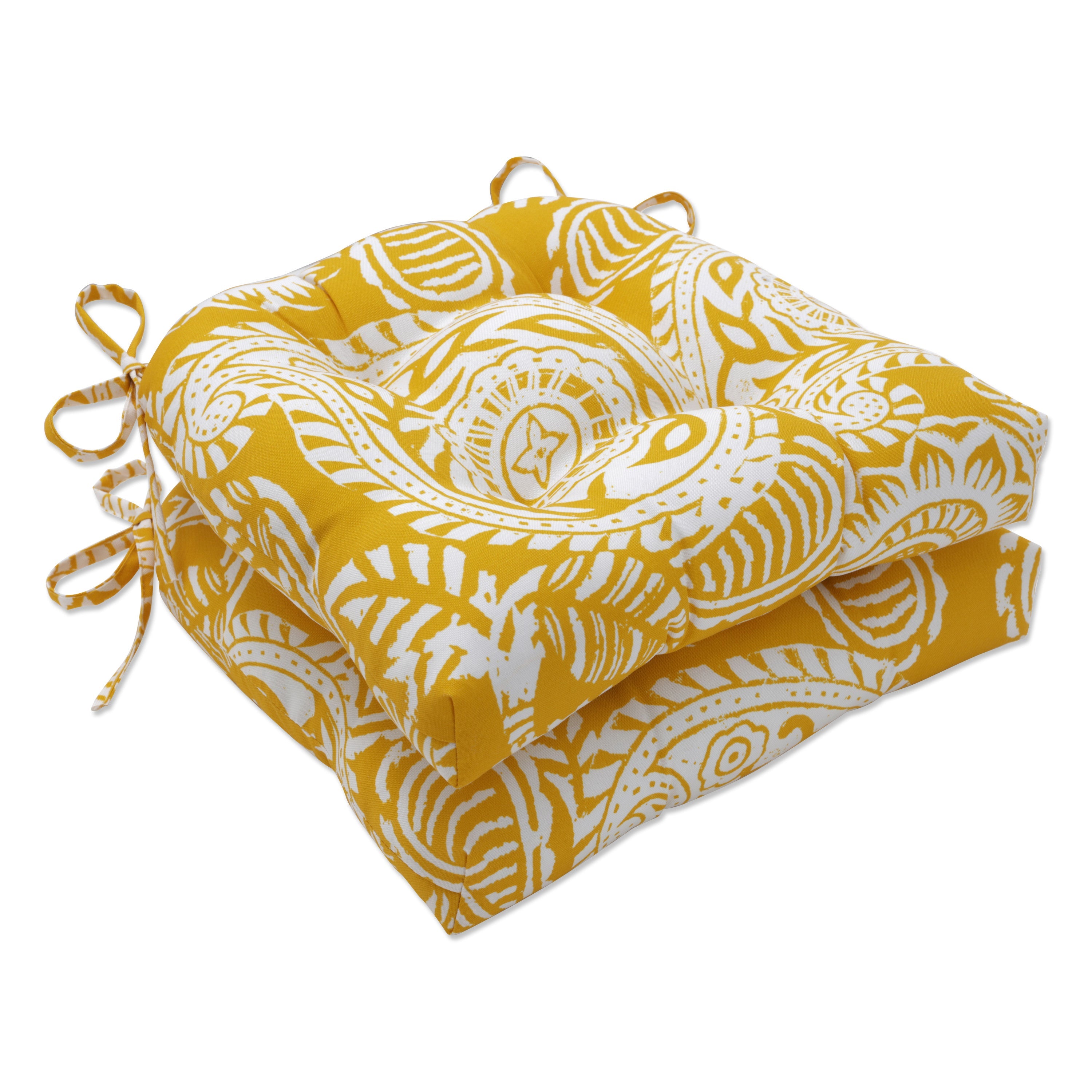 Addie Egg Yolk Outdoor Deluxe Tufted Chairpad (Set Of 2)